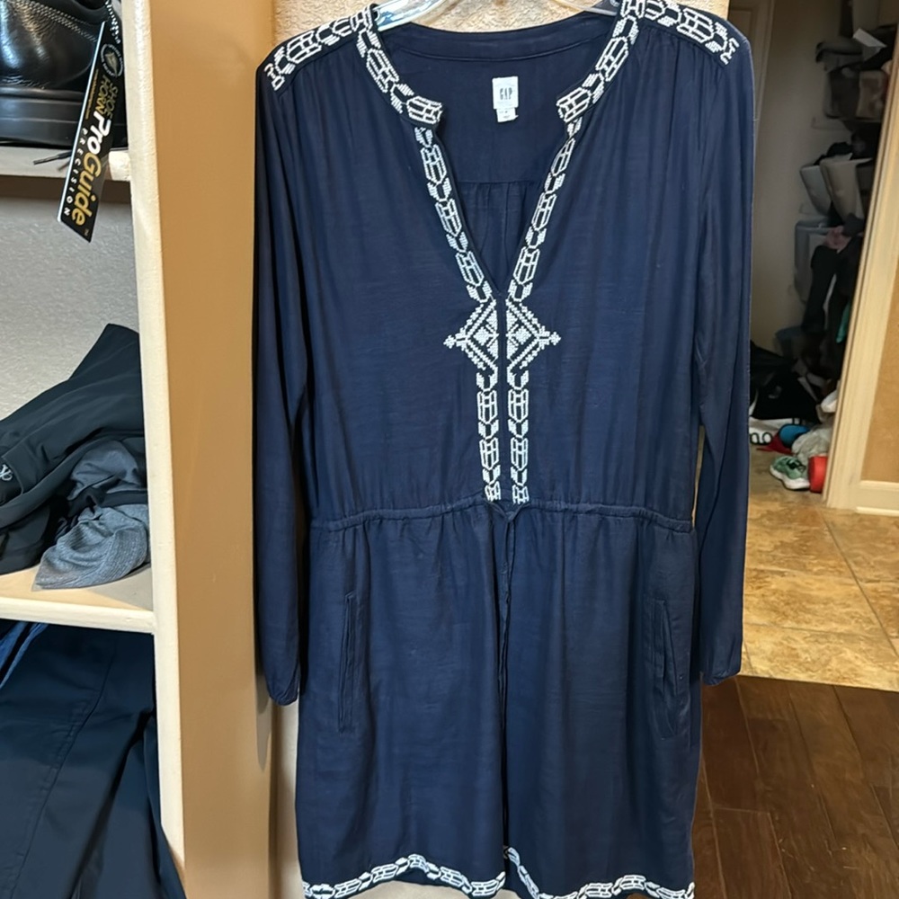 Navy embroidered dress from gap